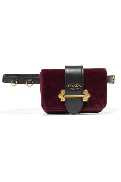 prada leather trimmed velvet belt bag|prada nylon waist bags.